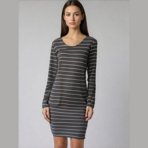 Arizona Jeans Womens Grey & White Stripe Tunic Dress
